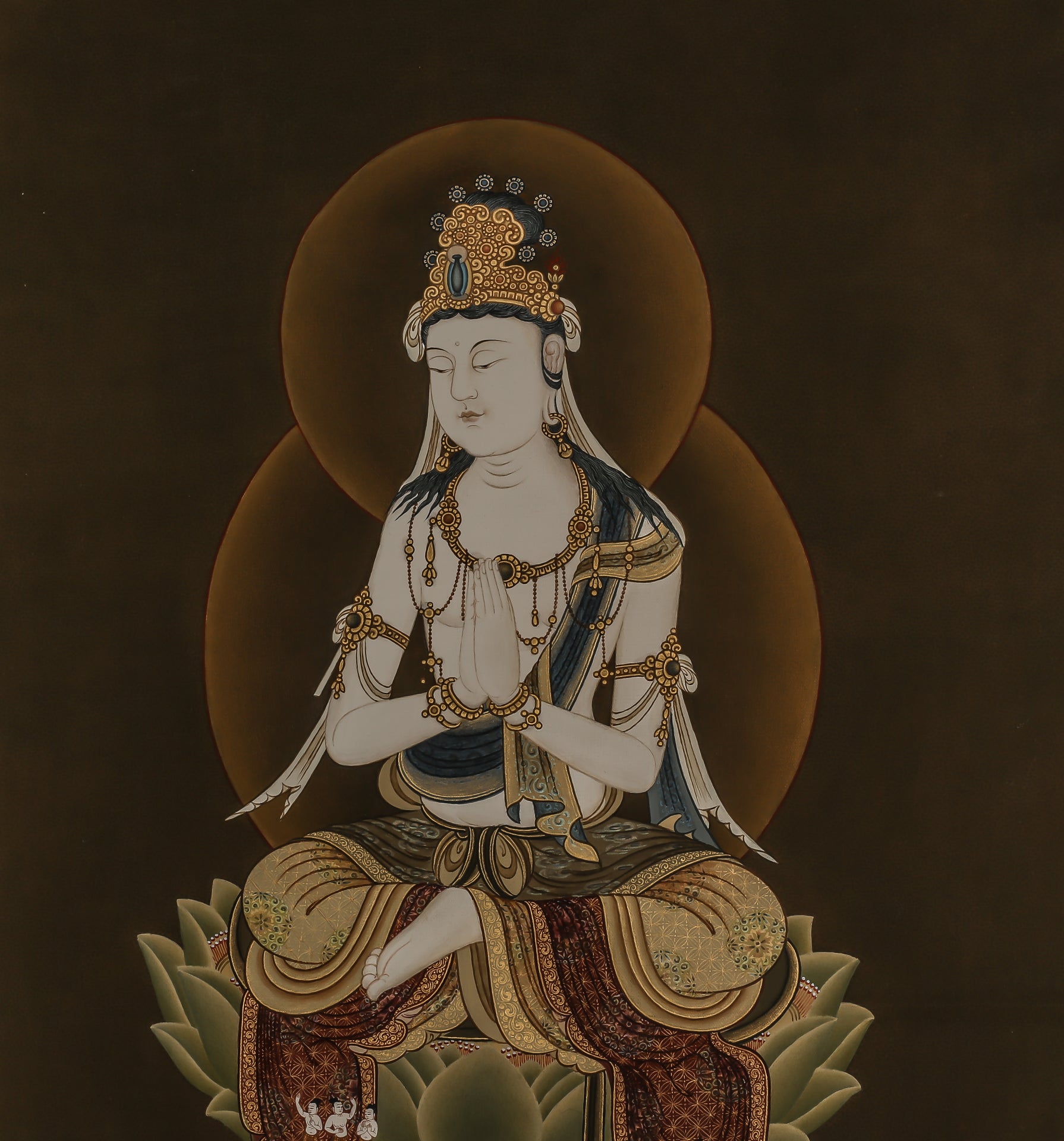 Design Figurative Painting Psychedelic Thanka Visionary 'JAPANESE BODHISATTVA FUGEN' Boudha Stupa Thanka Center