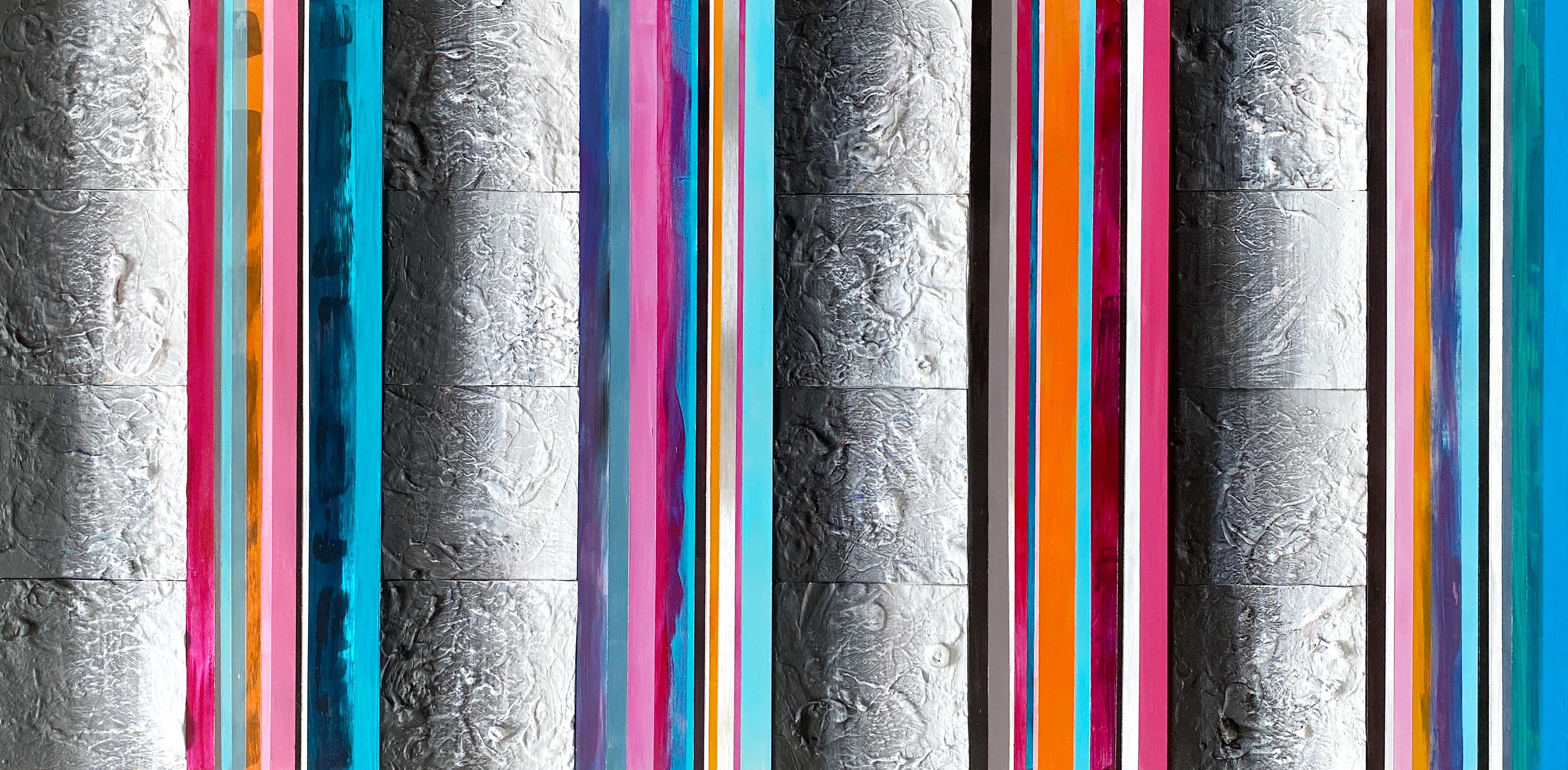 Abstract Acrylic Geometric Painting 'INFINITY 9309' - Acrylic Tiles on Wooden Board Brigitte Puschmann