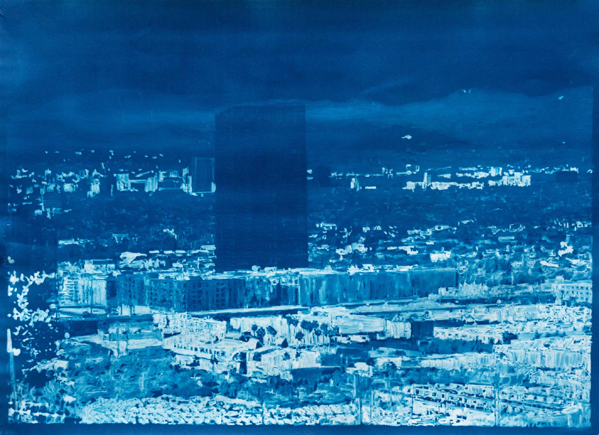 Abstract Contemporary Digital Figurative Psychedelic Surrealism 'CUMULUS LANDSCAPE' - Cyanotype on Paper Michael Shaw