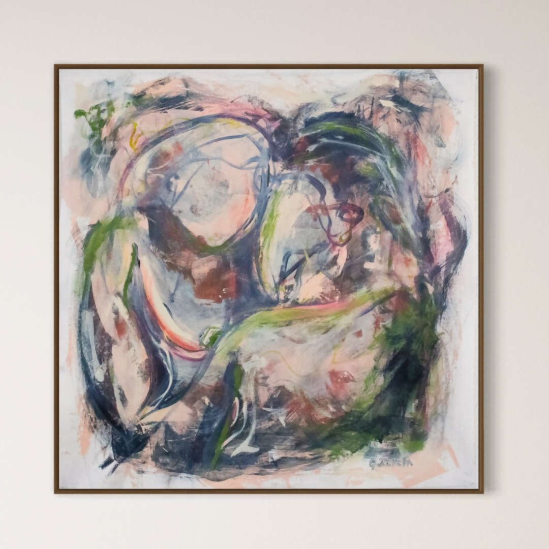 Abstract Acrylic Art Contemporary Figurative Painting I've Been Thinking About it All Day Jillian Zepeda