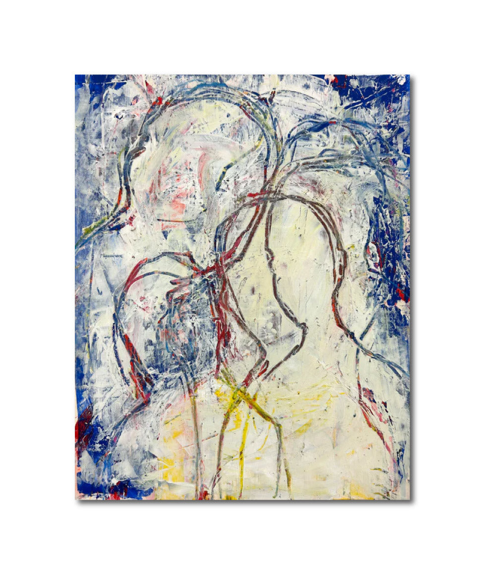 Abstract Acrylic Artwork Expressionist Oil Painting 'FACELESS NO. 4' John Waski