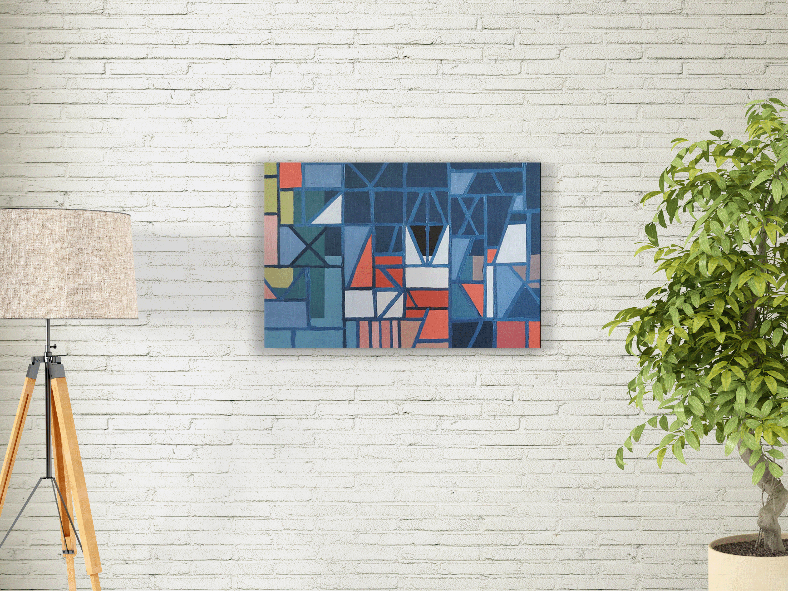 Abstract Contemporary Geometric 'FACHWERK UND 43' - Oil on canvas Miika Nyyssonen