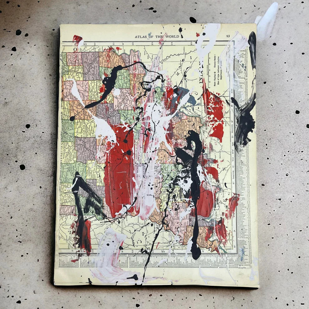 Abstract Mixed Media Painting 'INDIANA WANDERLUST SIGNED #6' - Abstract Mixed Media Art Painting Sam Lewis