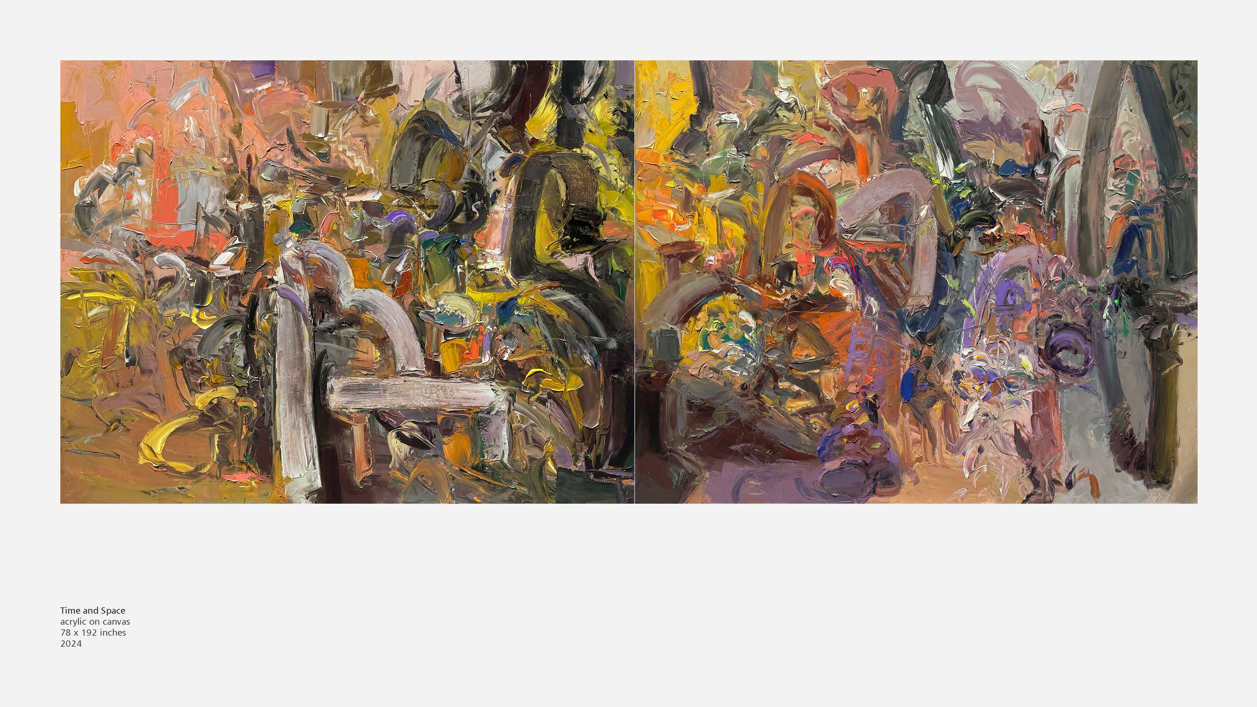 Abstract Acrylic Art Contemporary Expressionist Painting Time and Space TEJINDER KANDA