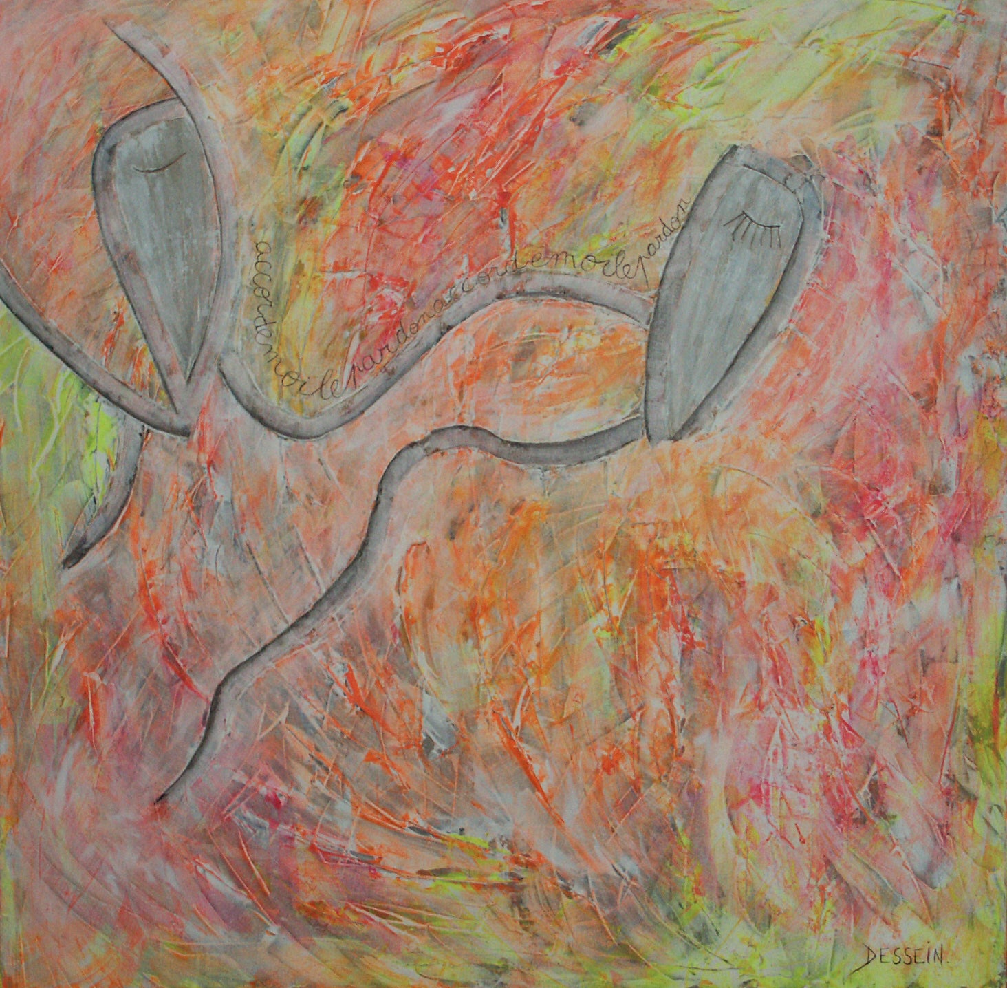Painting 'PARTAGE' - Acrylic on canvas Delphine DESSEIN