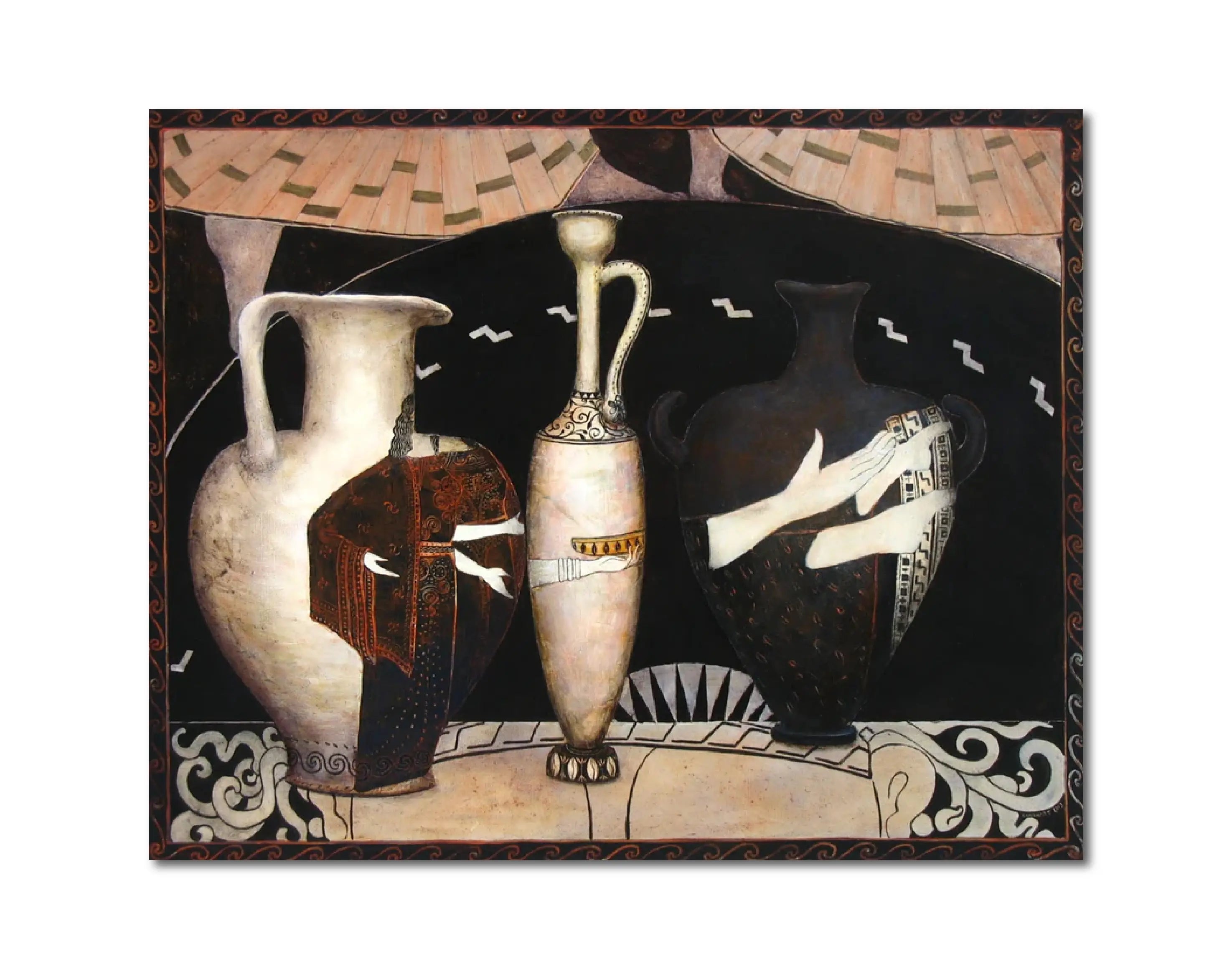 Figurative Oil 'THREE GREEK VESSELS' - Oil on Canvas Laurie Goodhart