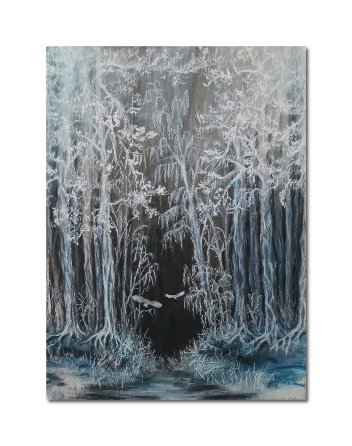 Pastels Watercolor 'TWO OWLS' Charlotte Eder