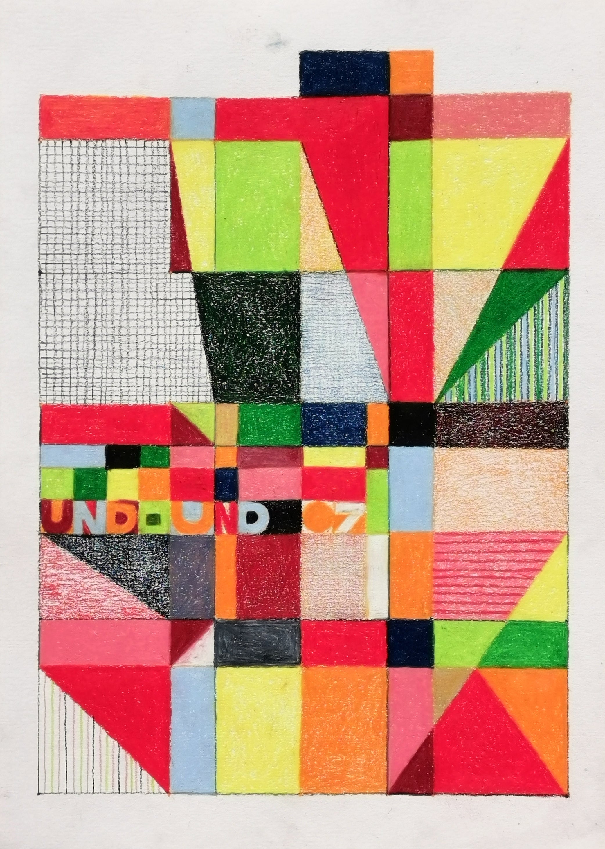 Abstract Contemporary Geometric 'UND - UND 07' - Colored Pencil on Paper Miika Nyyssönen