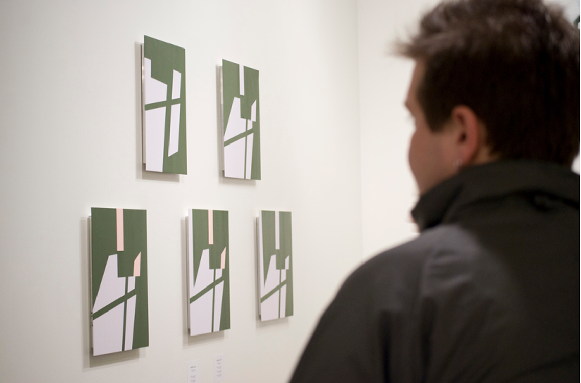 Abstract Acrylic Geometric Minimal Painting 'GREEN ERROR COMPLEX 3' - Acrylic on Aluminum Katherine Lubar