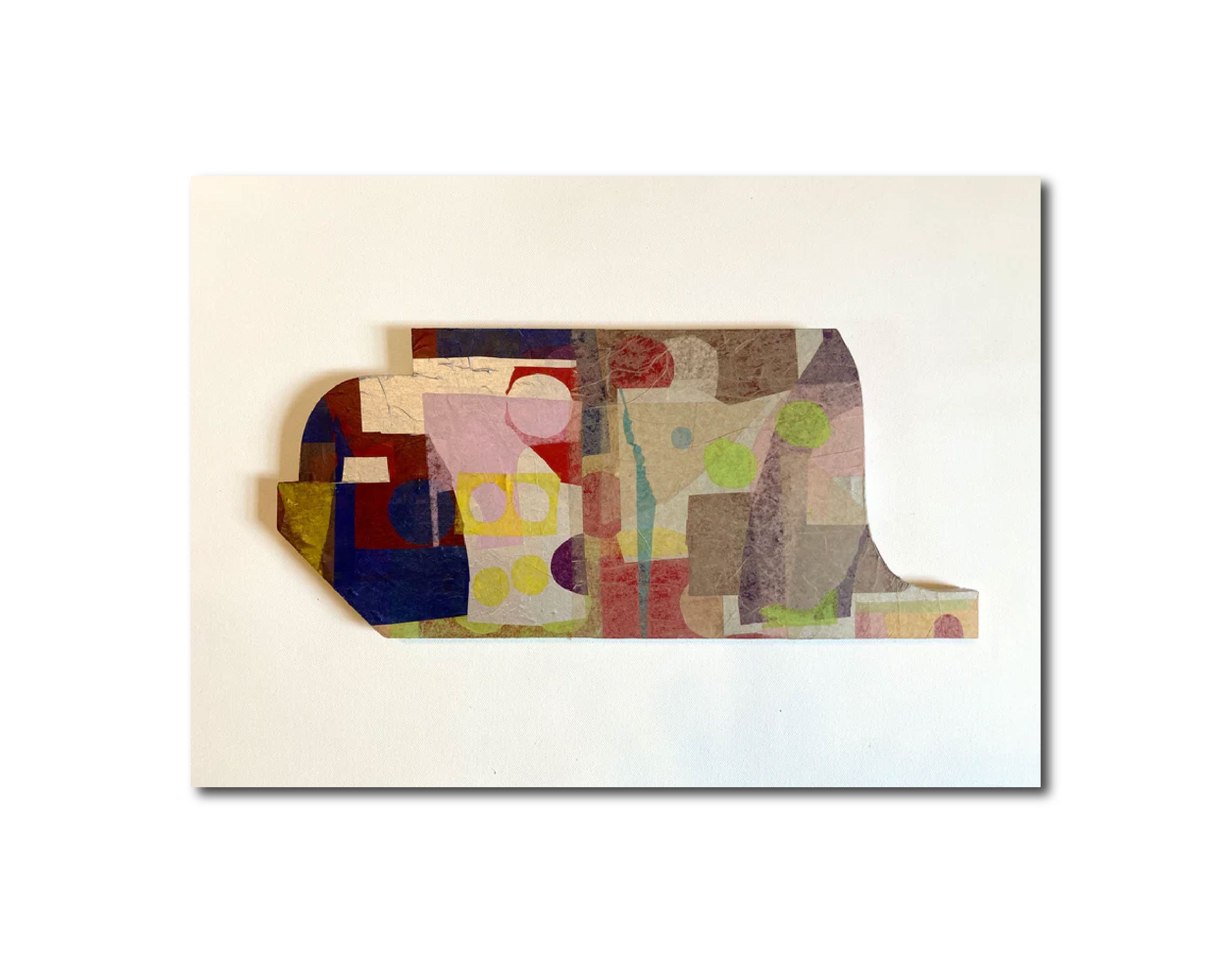 Abstract Geometric Painting 'EVERYTHING'S ALRIGHT #6' Mixed Media on Shaped Wood René Vasquez