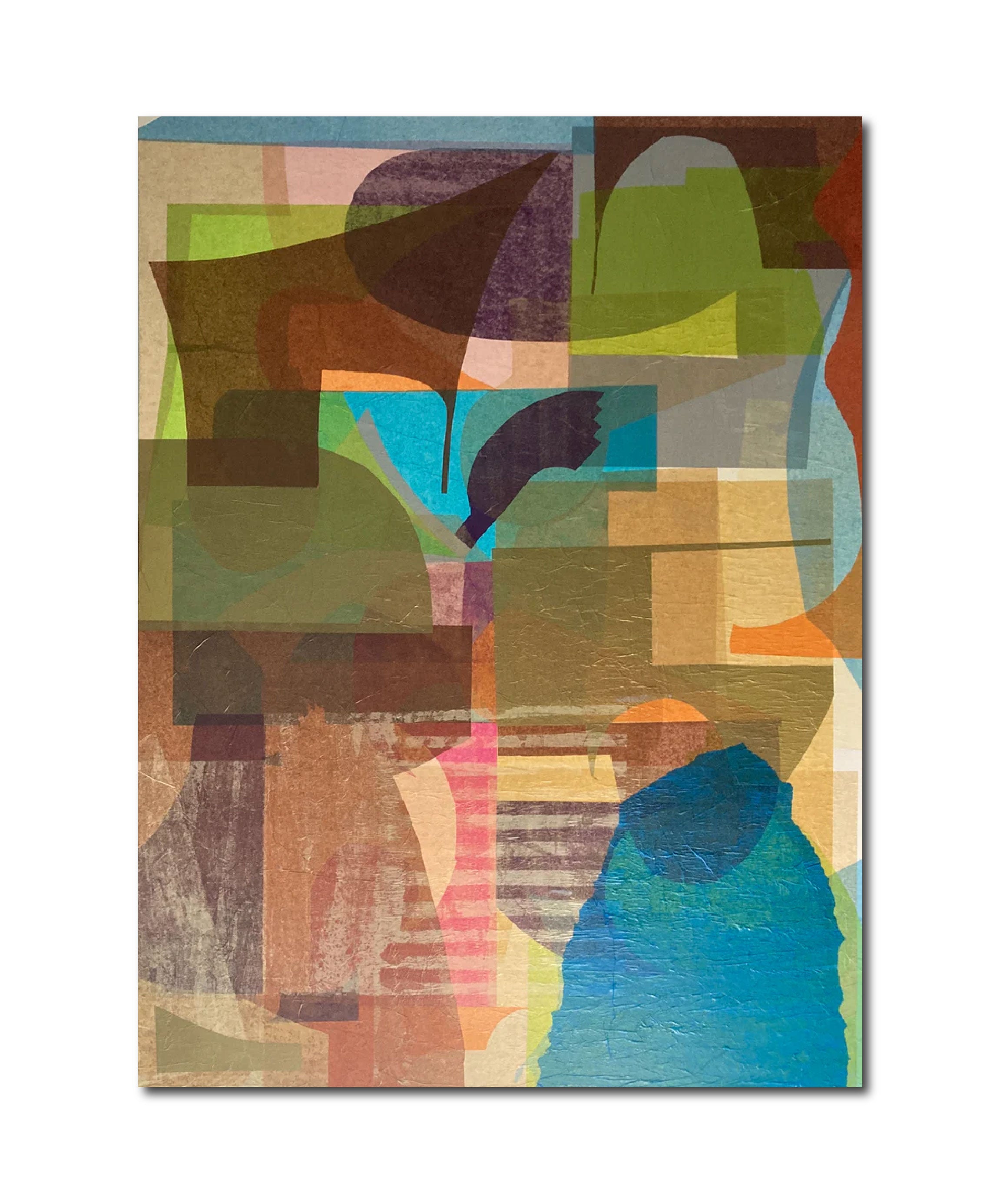 Abstract Geometric Painting 'NOW THEN, THE BEGINNING' Mixed Media on Canvas Rene Vasquez