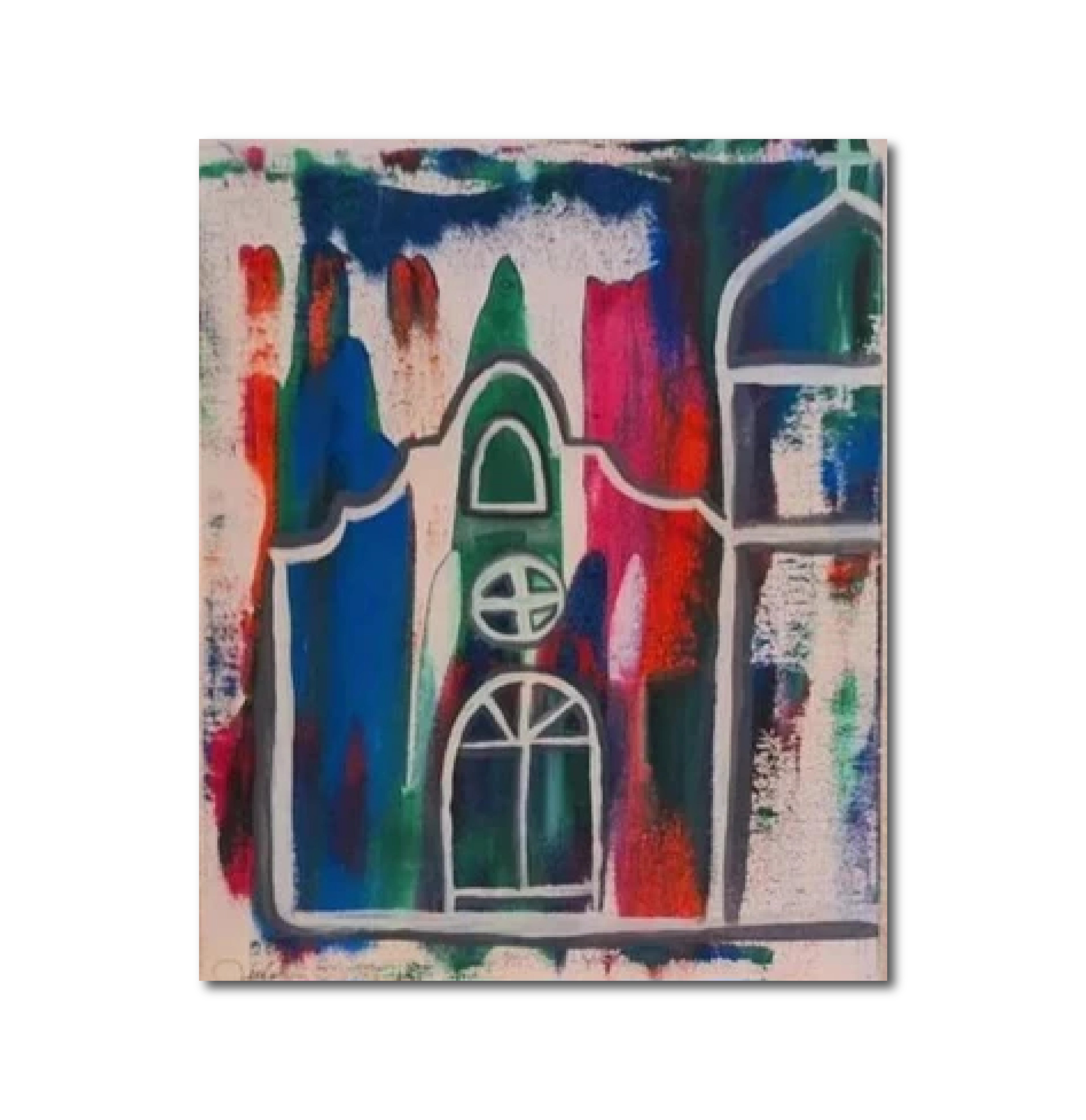Abstract Contemporary Watercolor 'YSLETA MISSION' Lulu Trevizo