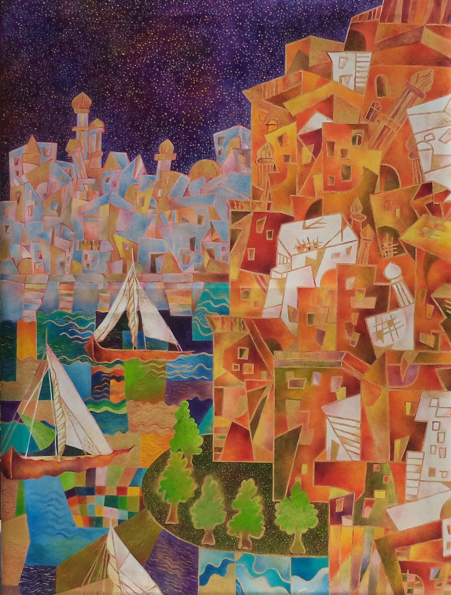 Oil 'BY THE LAKE' - Oil on Canvas Chaitali Chatterjee