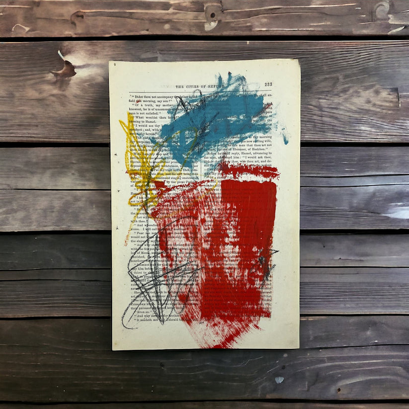 Abstract Mixed Media Painting '1861 PAPER SIGNED #12' - Original Mixed Media Abstract Art Painting Sam Lewis