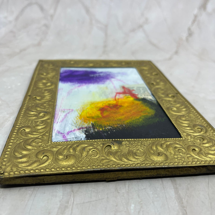 Abstract Mixed Media Painting 'ANTIQUE FRAME PURPLE TG8' - Original Framed Abstract Art Painting Sam Lewis