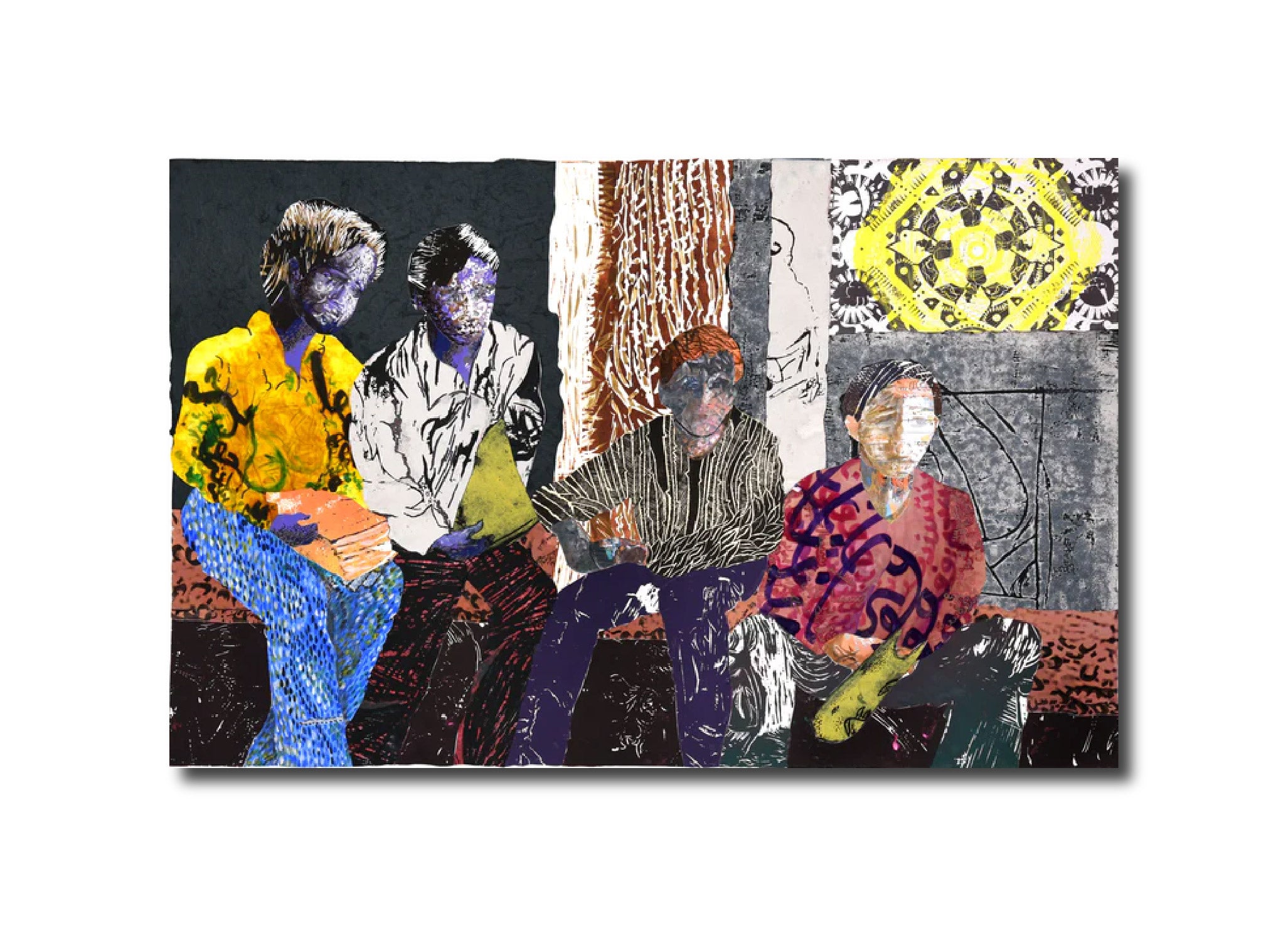 Abstract Expressionistic Semi Abstract 'FUTURE LEADERS' - Mixed Media Collage Haibat El Balaa