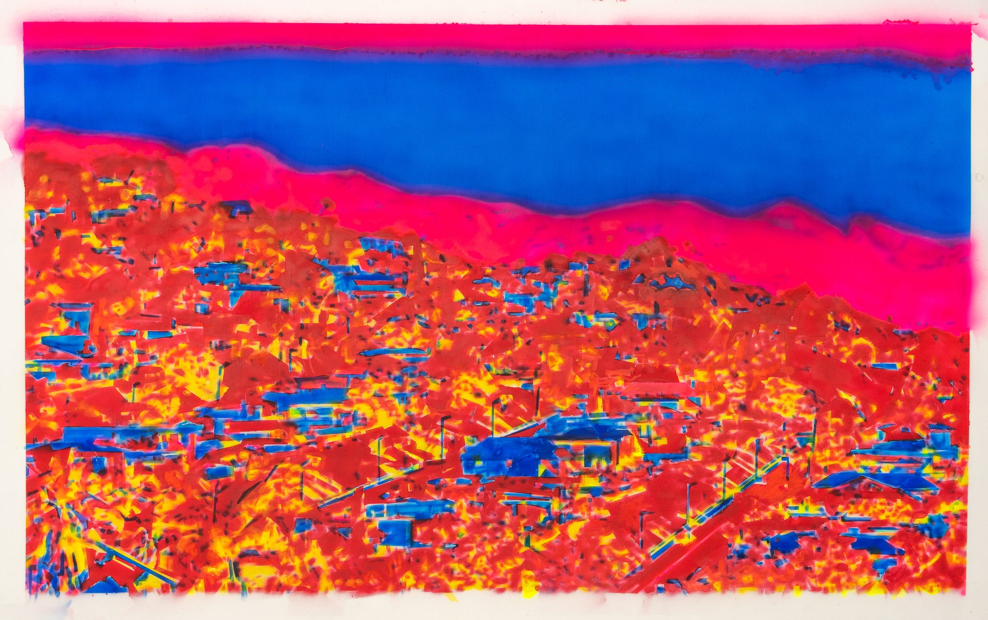 Abstract Contemporary Digital Figurative Psychedelic Surrealism 'LOS FELIZ ESTATES (THERMAL)' Michael Shaw