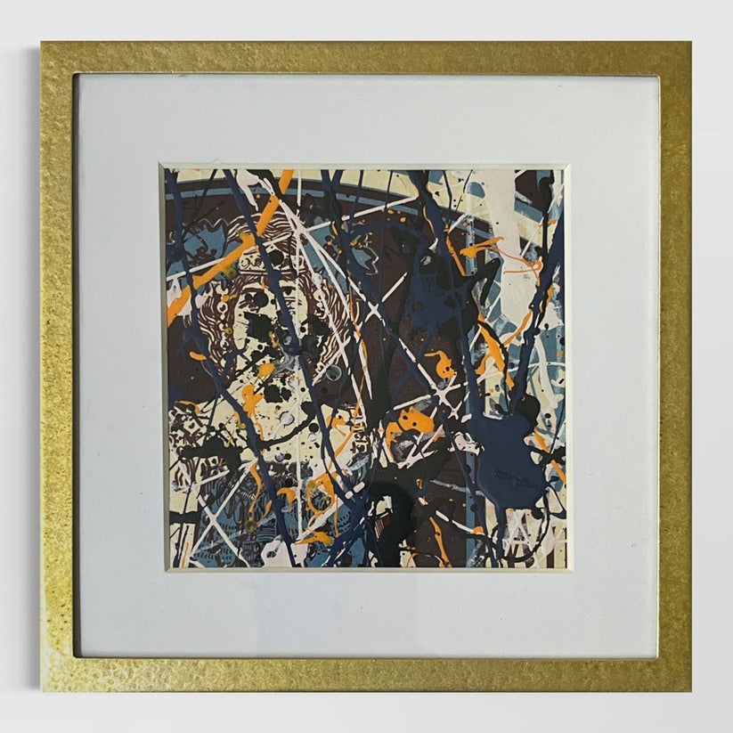 Abstract Mixed Media Painting 'ON ANTIQUE SHEET MUSIC TG9' - Original Framed Abstract Art Painting Sam Lewis