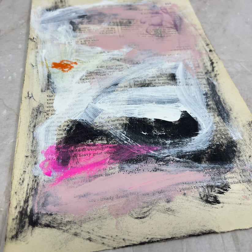 Abstract Mixed Media Painting '1861 PAPER SIGNED #9' - Original Mixed Media Abstract Art Painting Sam Lewis