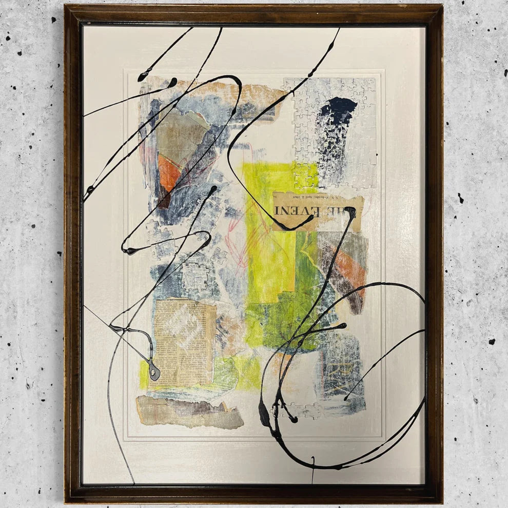 Abstract Collage Mixed Media Painting 'CONTACT DREAM' - Abstract Art Painting Collage Sam Lewis