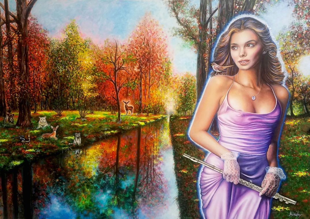 'DES AILES ET DES BOIS' - Acrylic on Komacel Panel Aldéhy