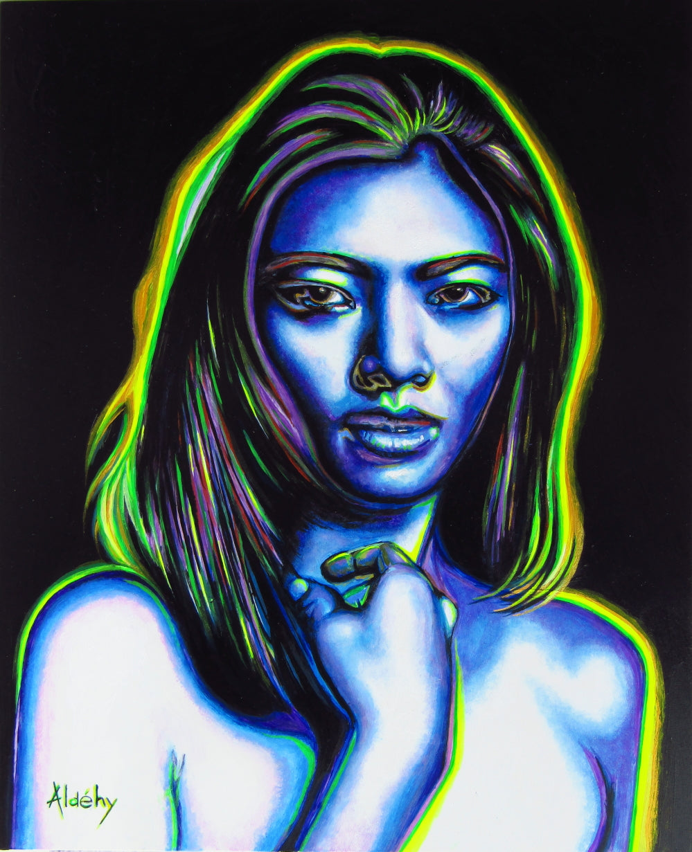 'FEMME DE L'ONDE' - Acrylic painting on komacel Aldéhy