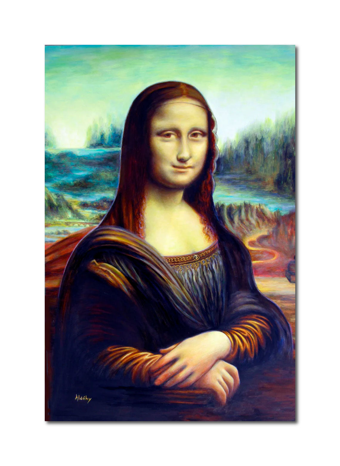 Acrylic 'FRANCESCA, LA SŒUR CACHÉE DE MONA LISA.' - Acrylic painting on komacel Aldéhy