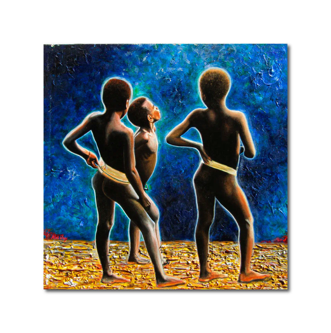 'JEUNES GARÇONS CANAQUES' - Acrylic on Canvas Aldéhy