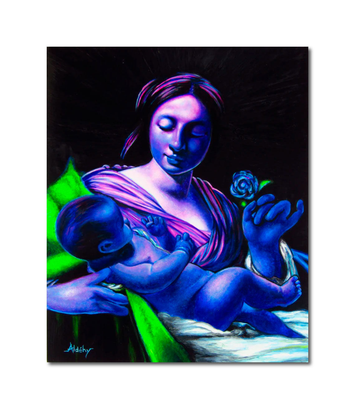 'LA VIERGE ET LE CIEL' - Acrylic painting on komacel Aldéhy