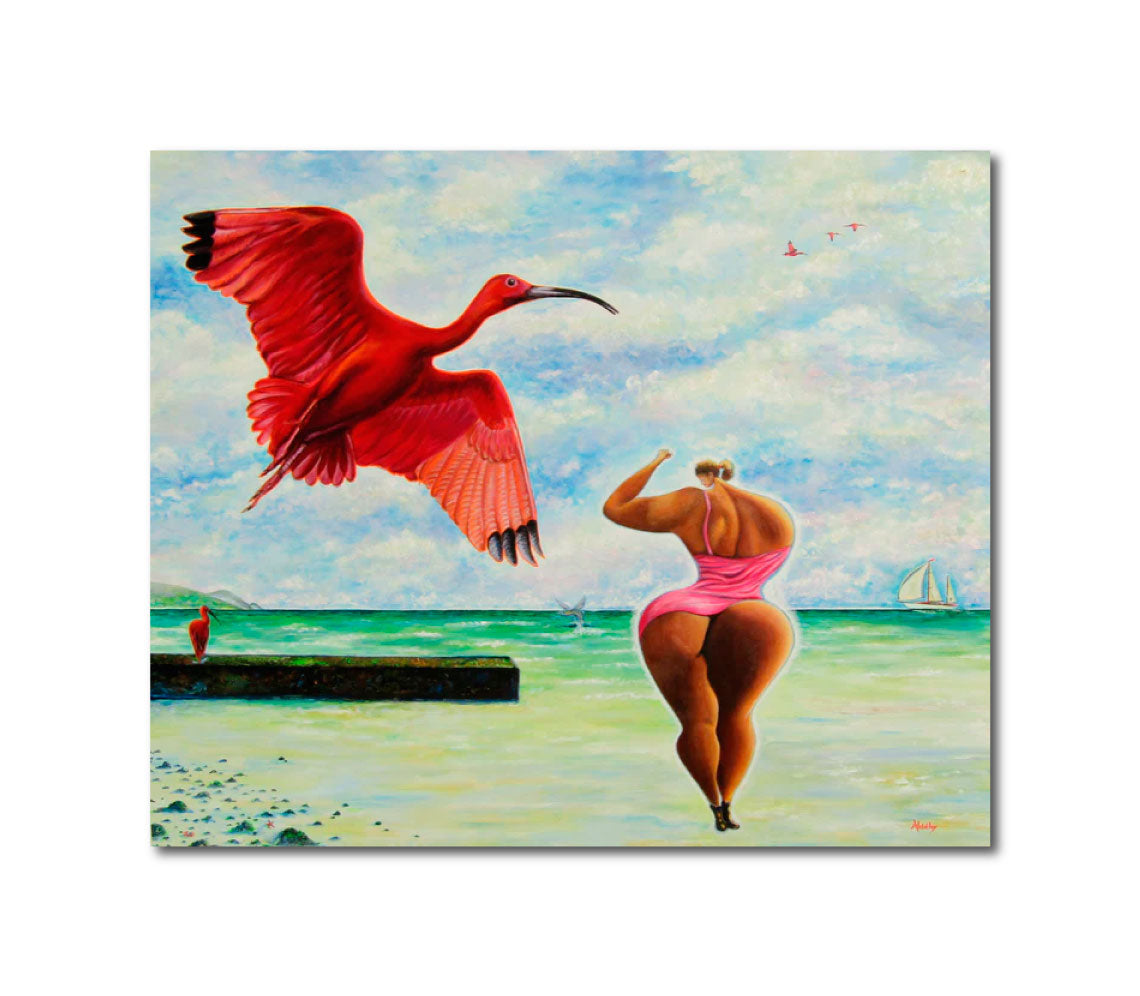 Acrylic 'L'ALIBI DES IBIS' - Acrylic painting on komacel Aldéhy