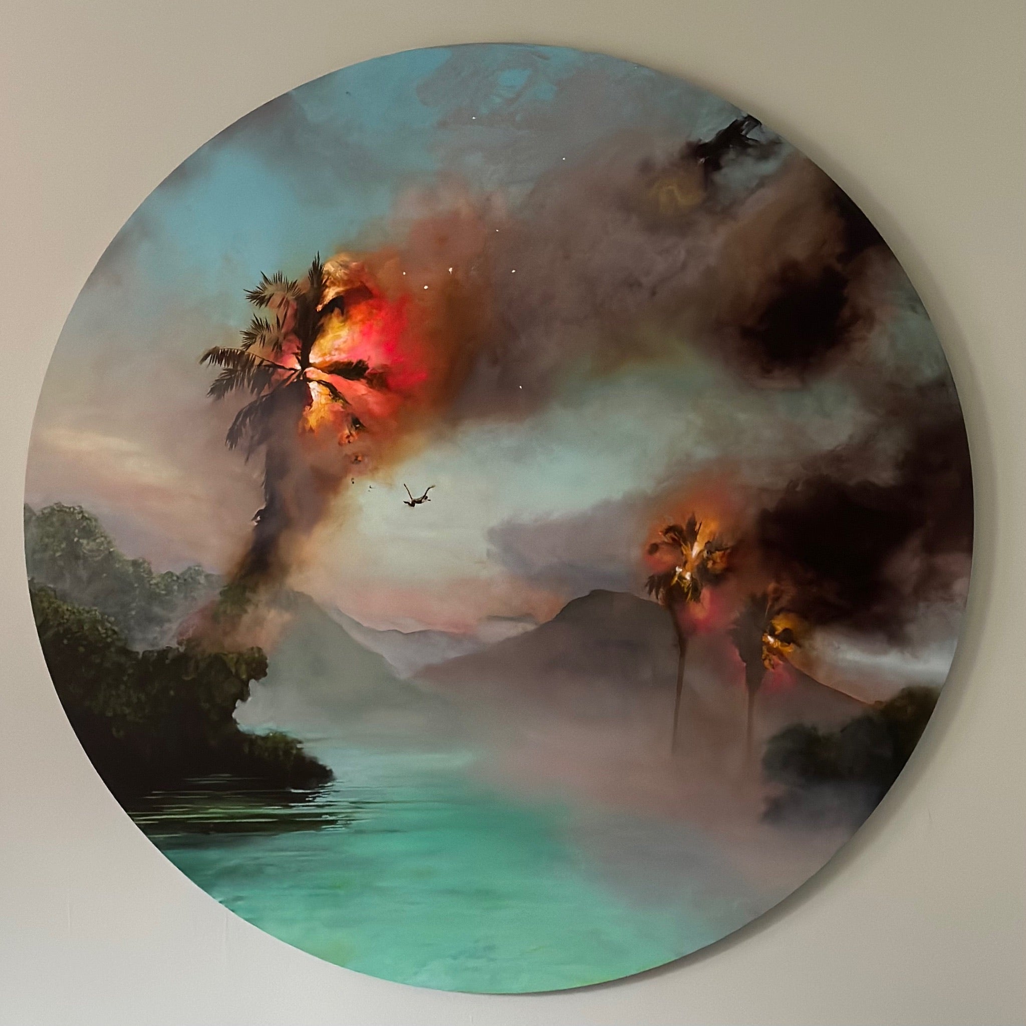 Oil Painting 'LEAPER' - Oil on 48'' tondo panel Michael Prettyman