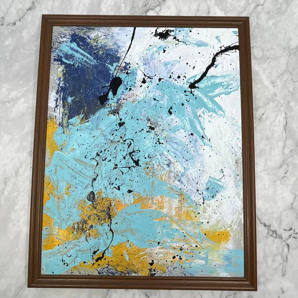 Abstract Painting 'MANGO SPLASH' - Framed Original Abstract Art Painting Sam Lewis