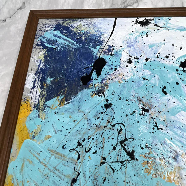 Abstract Painting 'MANGO SPLASH' - Framed Original Abstract Art Painting Sam Lewis
