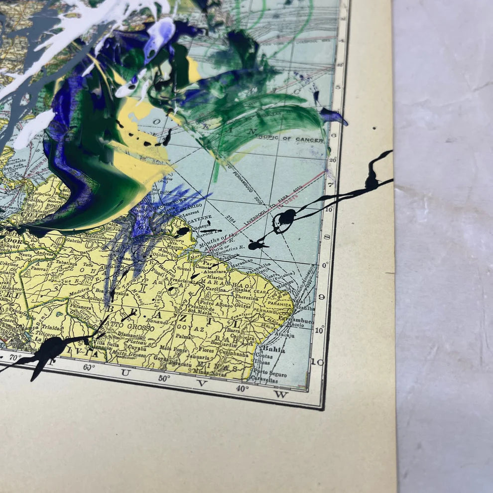 Abstract Mixed Media Painting 'NORTH PACIFIC WANDERLUST SIGNED #8' - Mixed Media Abstract Painting Sam Lewis