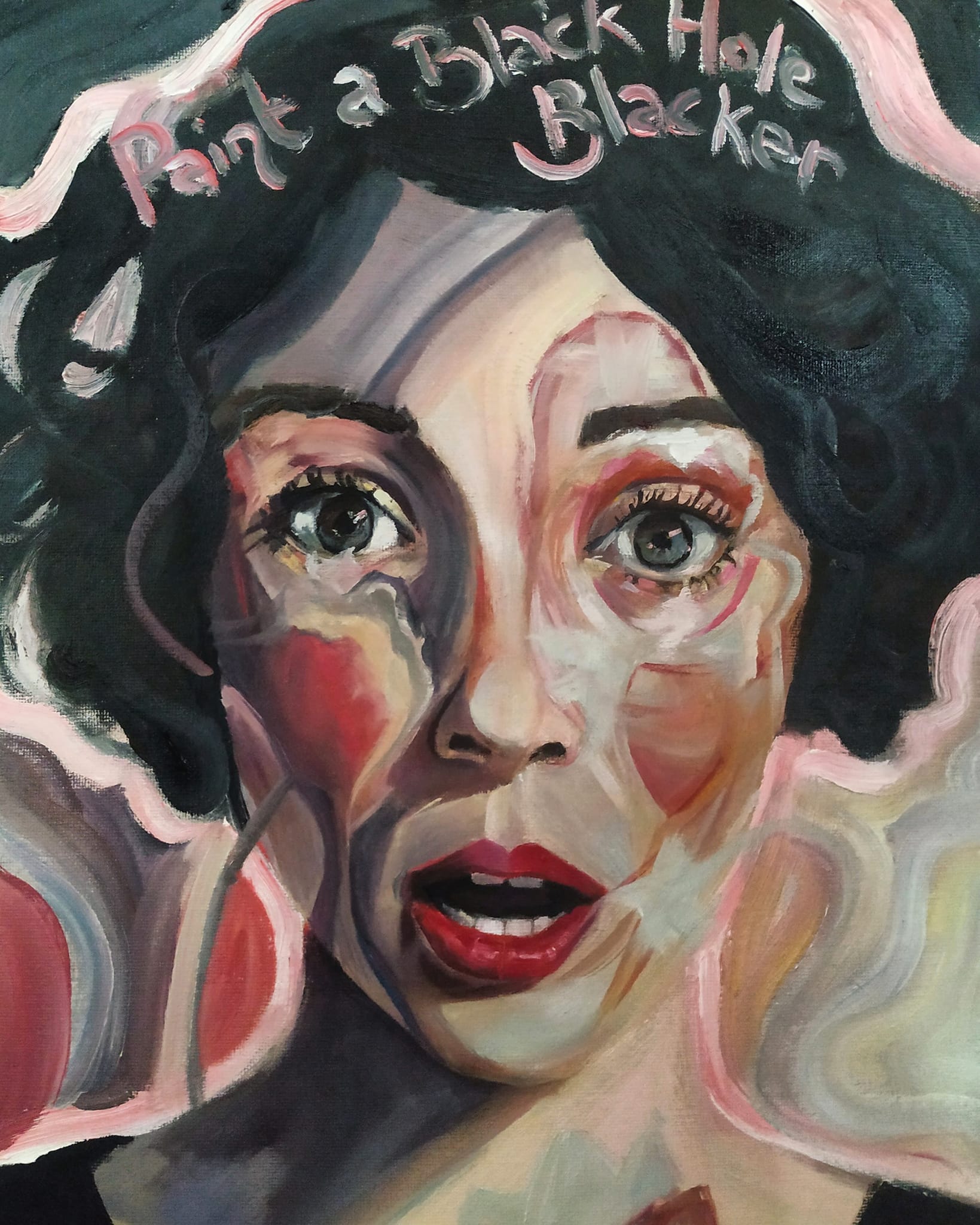 Oil 'PAINT A BLACK HOLE BLACKER - ST. VINCENT' Oil on Canvas Board Elea Jane