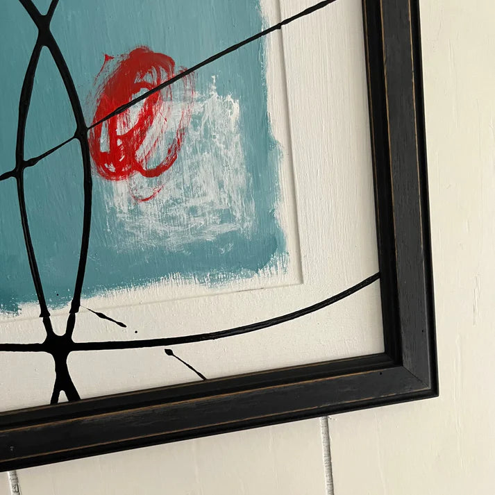 Abstract Painting 'RIGHT TURN ON A RED LIGHT' - Original Framed Abstract Art Painting Sam Lewis