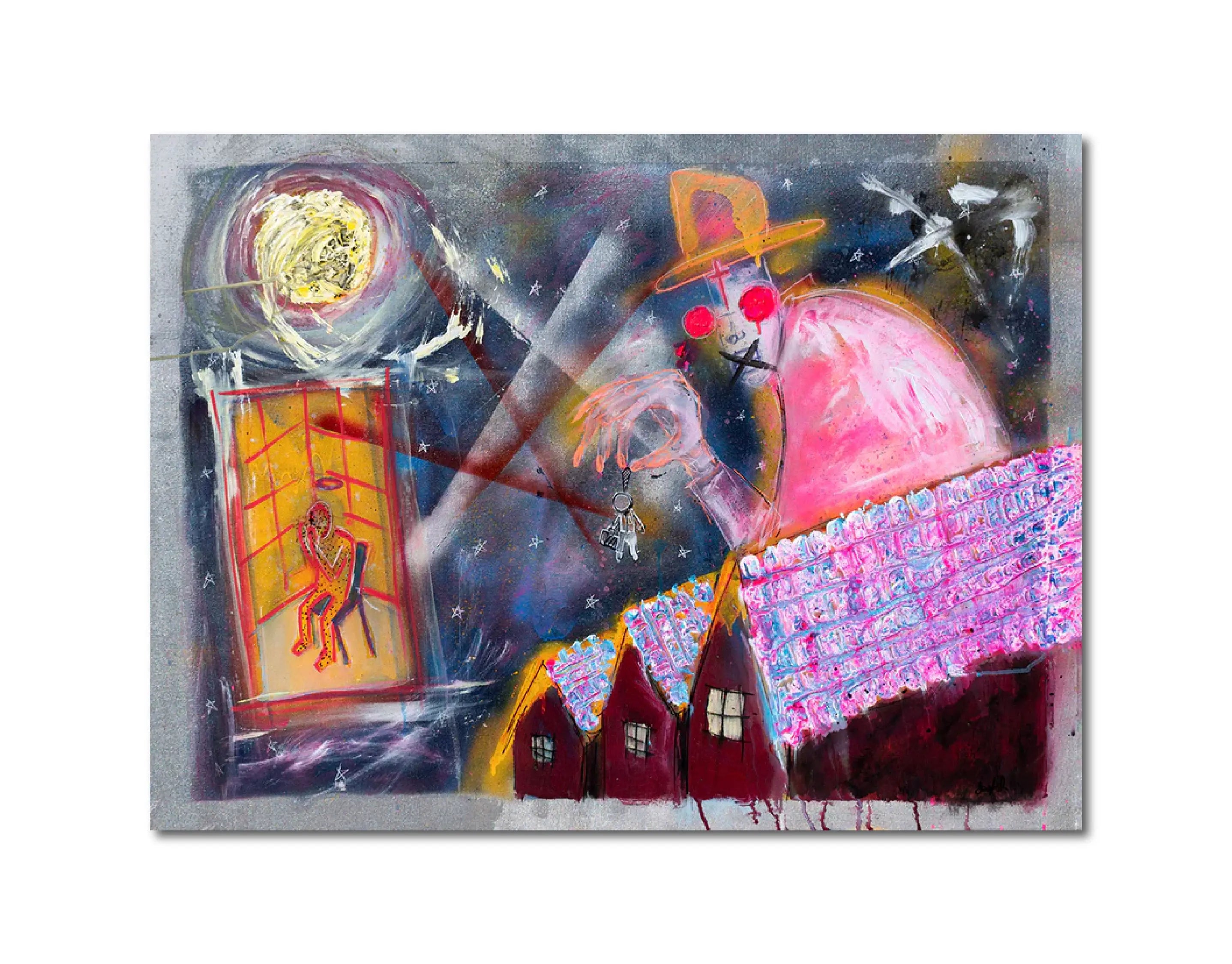 Acrylic Mixed Media 'STARRY NIGHT 2' - Acrylic and Mixed Media on Canvas Joseph Smolin