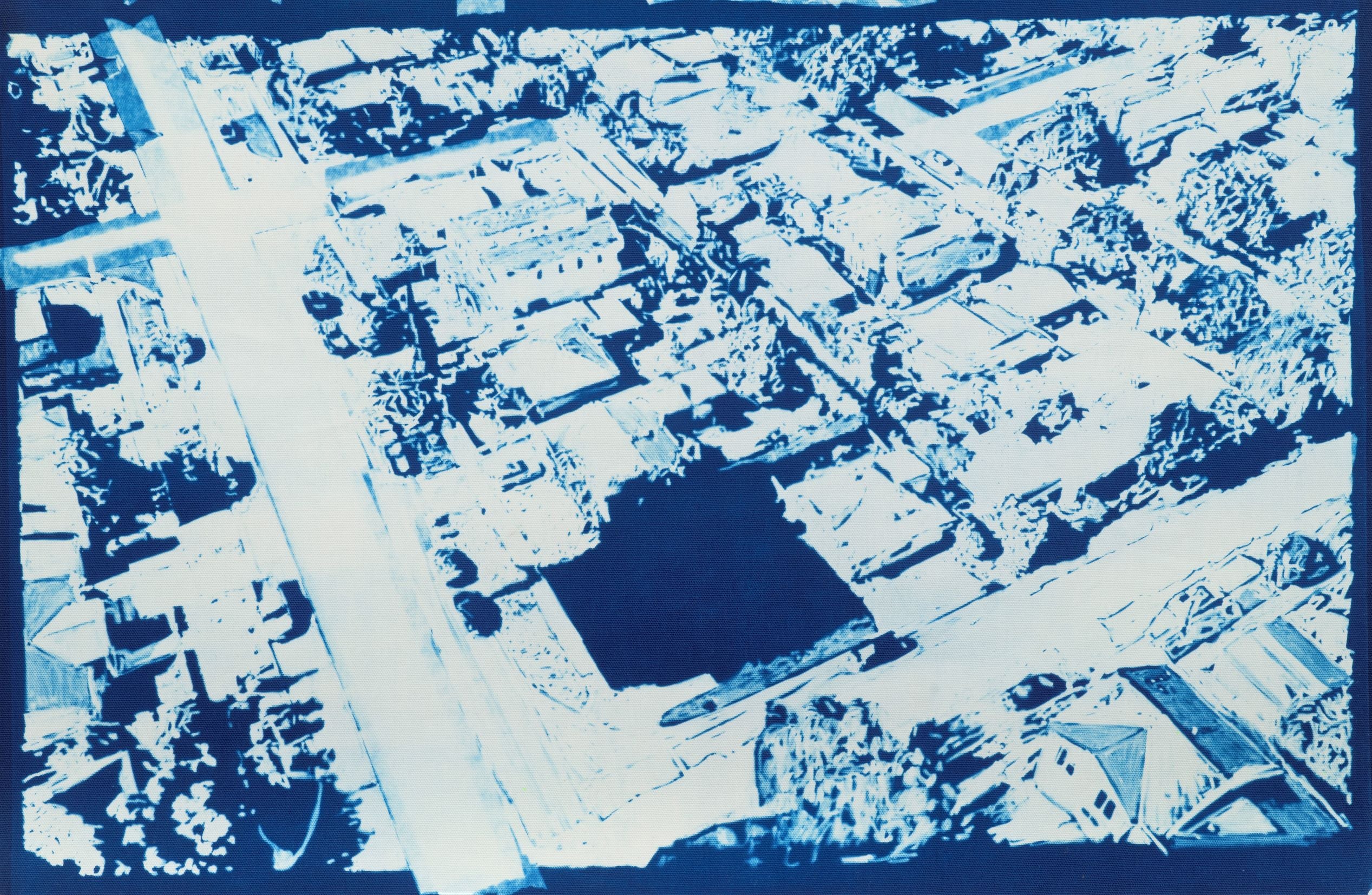 'SAWTELLE, PROPERTY SHADOW VIA G-EARTH' - Cyanotype on Canvas Michael Shaw