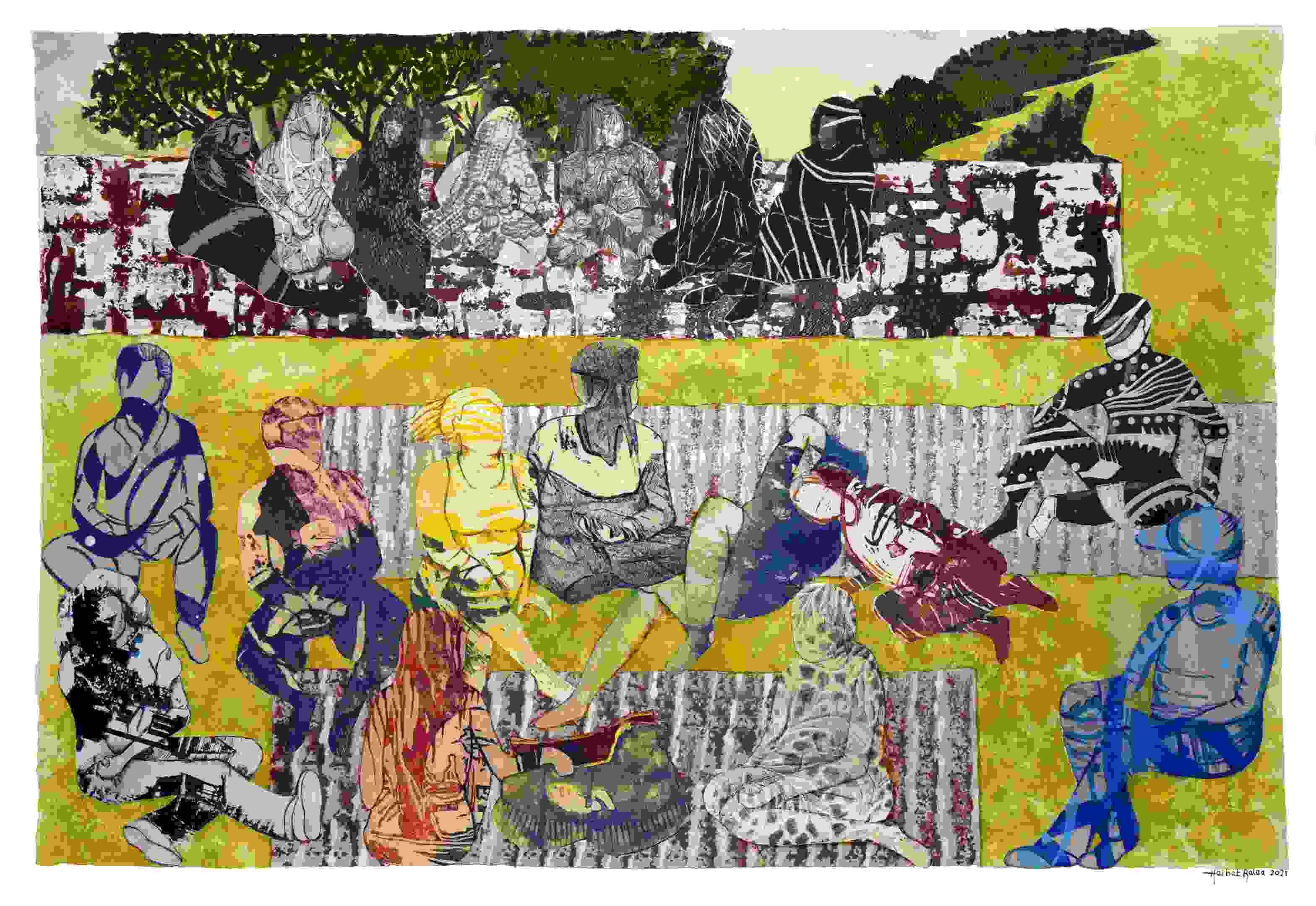 Abstract 'SUNNY AFTERNOON' - Mixed Media Collage Haibat El Balaa