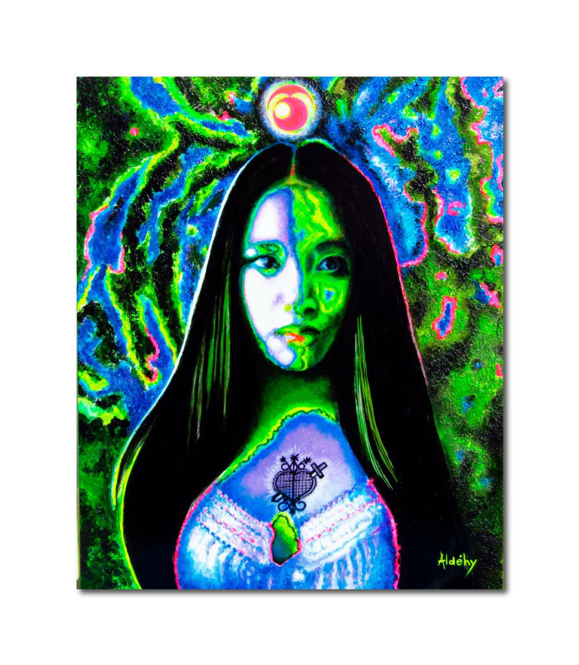 'VERTU VERTE - ART VAUDOU' - Acrylic painting on komacel Aldéhy