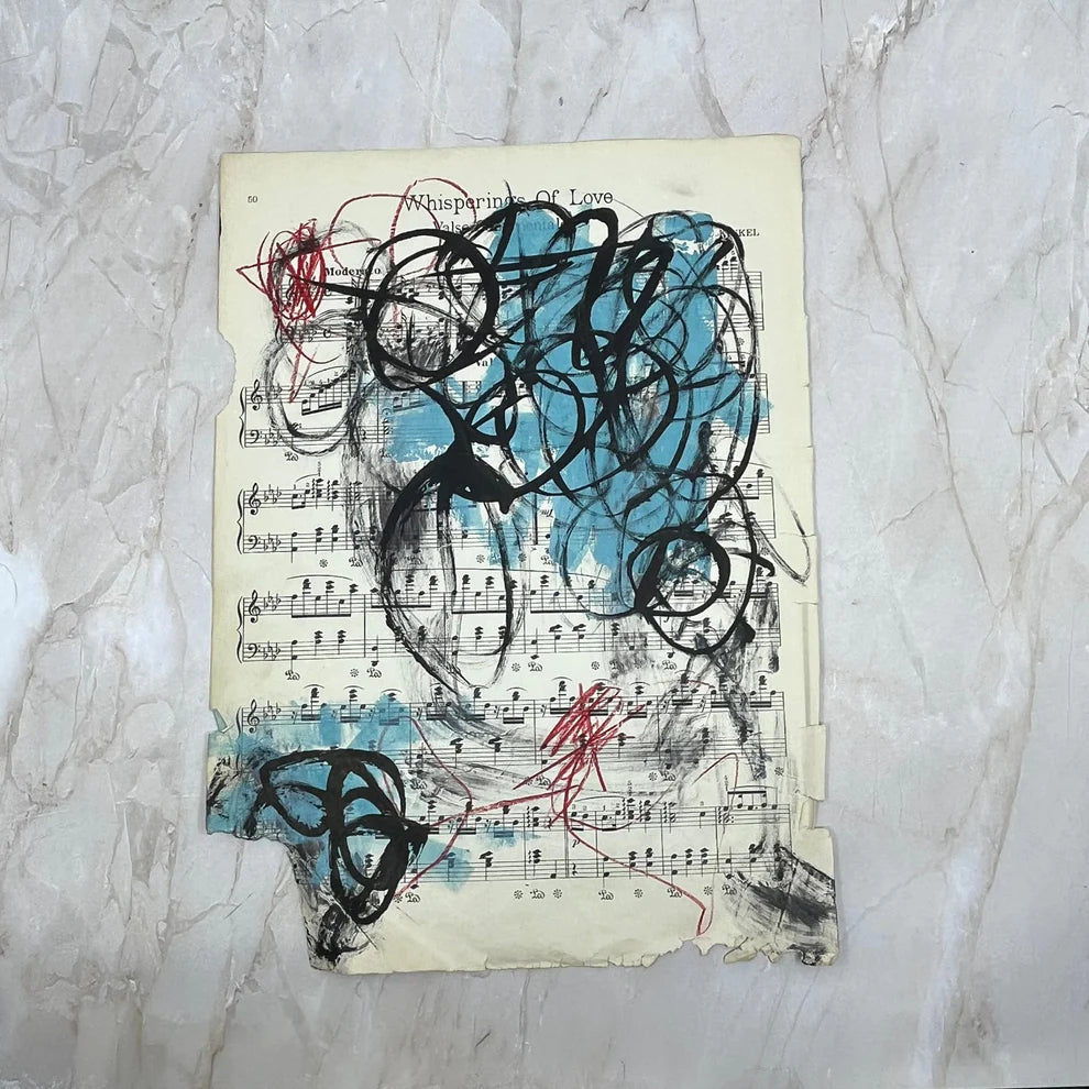 Abstract Mixed Media Painting 'VIVID NOTES SIGNED #11' - Mixed Media Abstract Art Painting Sam Lewis