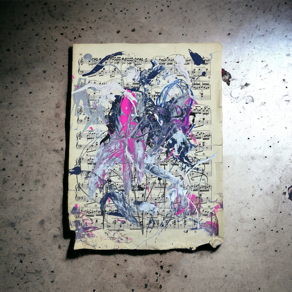 Abstract Mixed Media Painting 'VIVID NOTES SIGNED #6' - Mixed Media Abstract Art Painting Sam Lewis