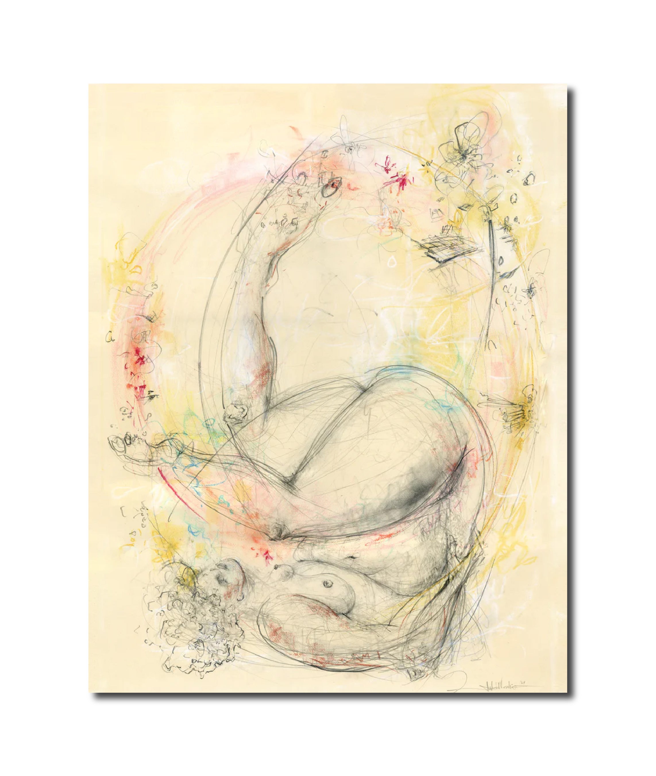 Contemporary Drawing Figurative Surrealism 'INN[T]ERMISSION 02' - Soft Pastel and Graphite on Paper Milan DelVecchio