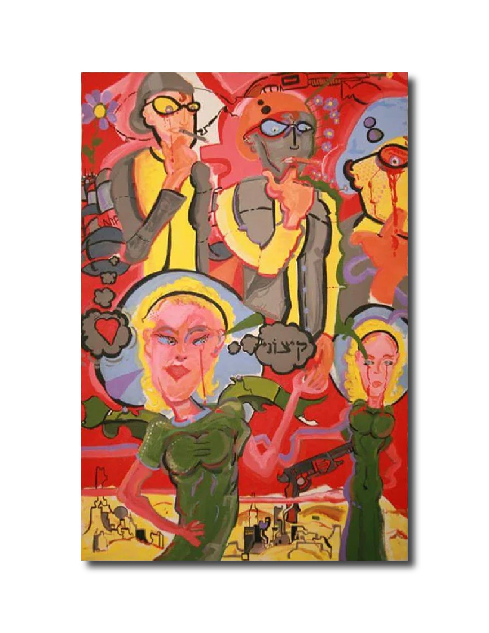 Pop Art 'THE THREE STIGMATA OF GABBY MUNYOS' - Acrylic Canvas Walter Adler