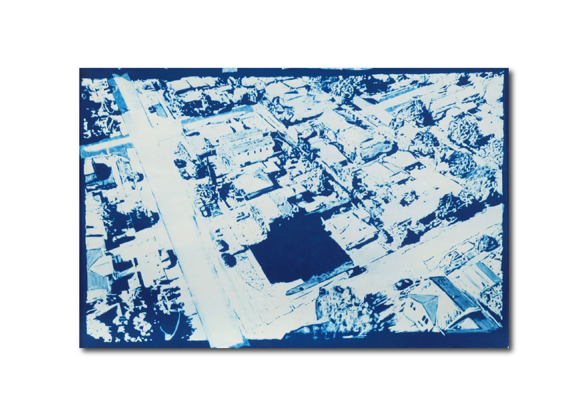 'SAWTELLE, PROPERTY SHADOW VIA G-EARTH' - Cyanotype on Canvas Michael Shaw