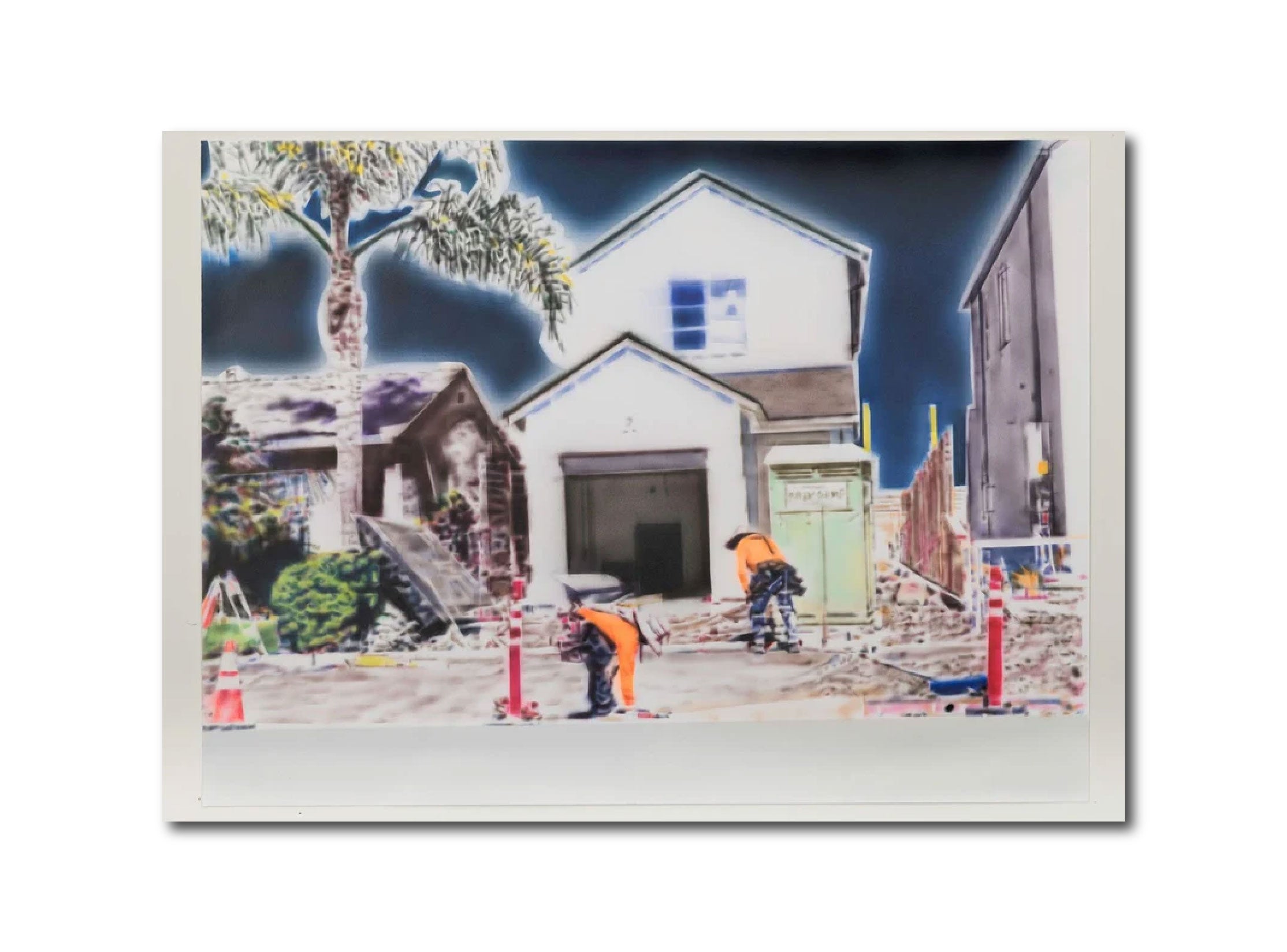 Acrylic 'SAWTELLE, WITH 2 WORKERS IN DRIVEWAY' - Acrylic on Paper Michael Shaw