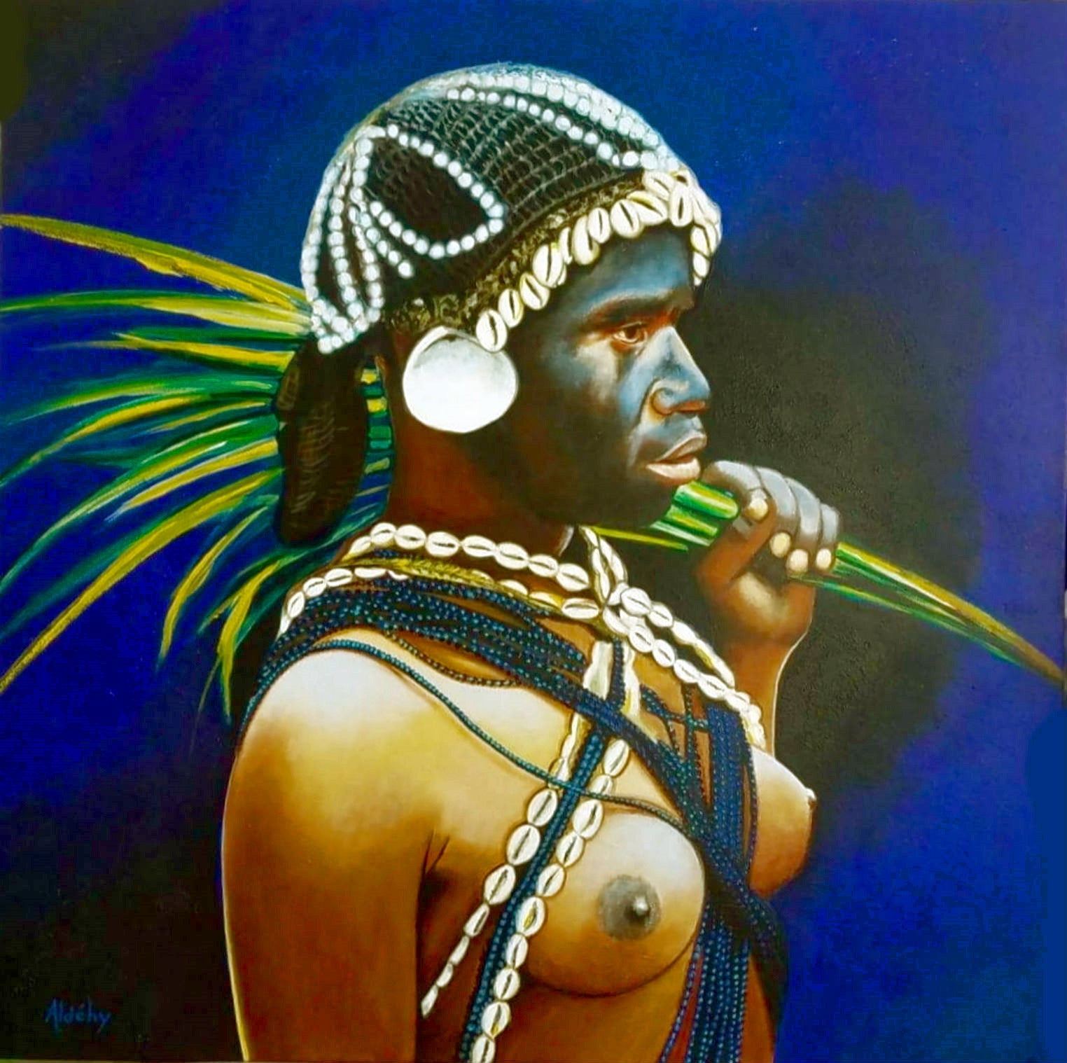 Acrylic 'YOUNG GIRL KANACK' - Acrylic on Canvas Aldéhy