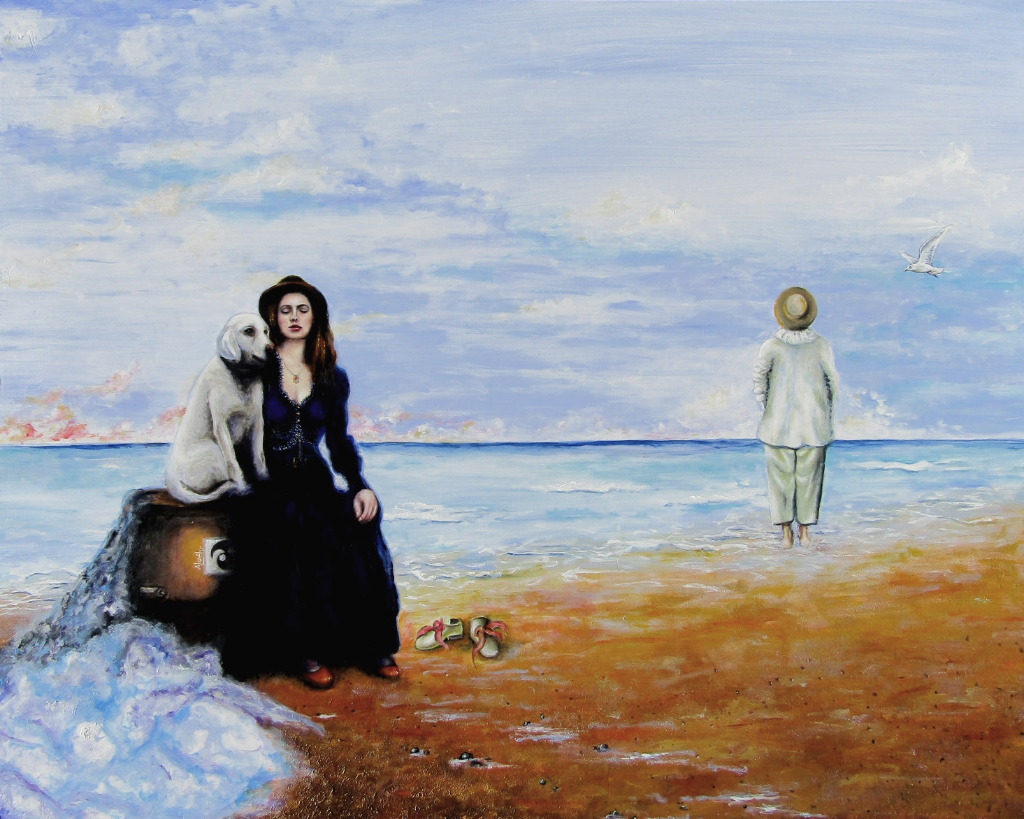 Acrylic 'L'AILLE ET LA PIERRE' - Acrylic Painting on Komacel Aldéhy
