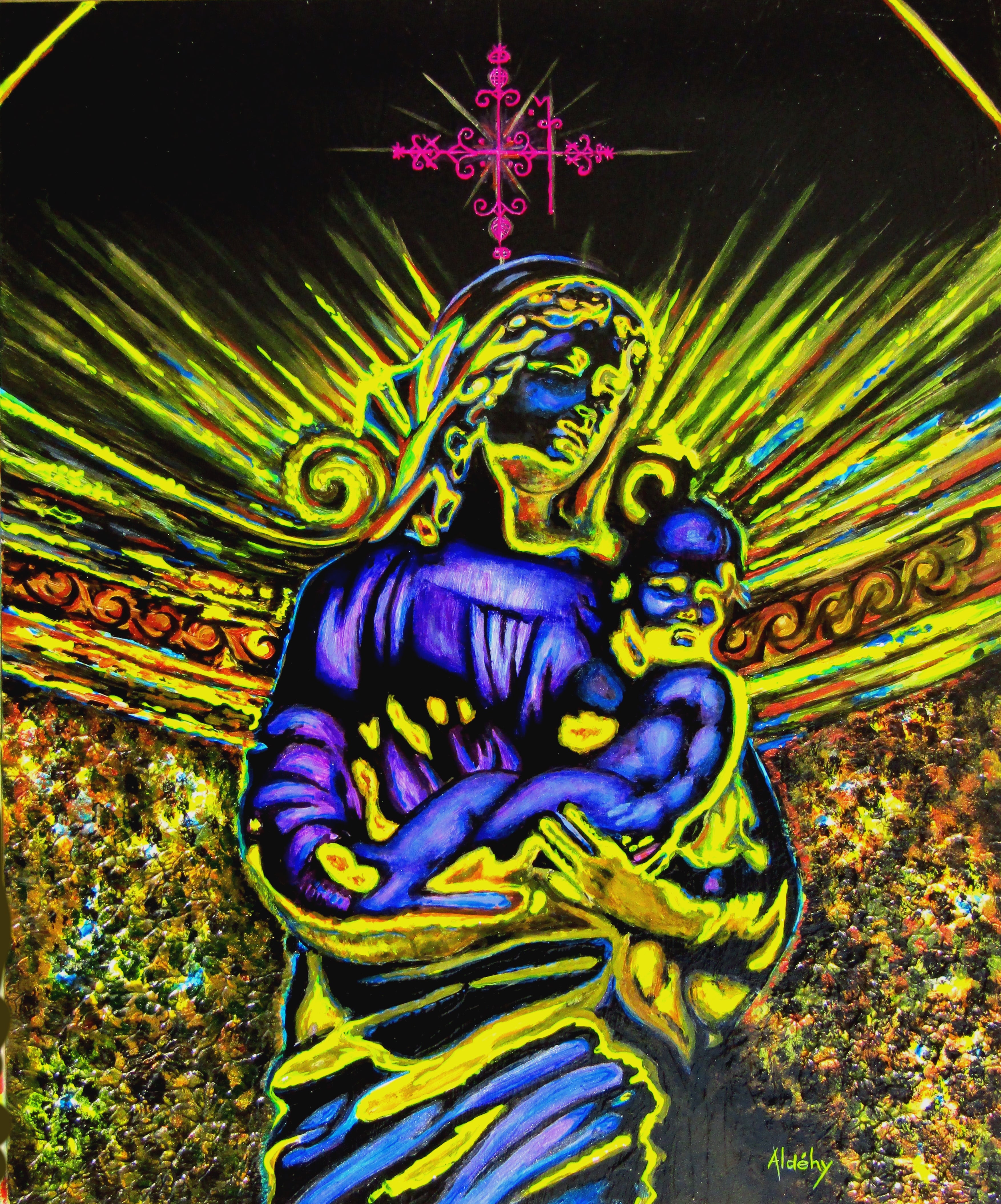 'LOA LEGBA' - Acrylic painting on komacel Aldéhy