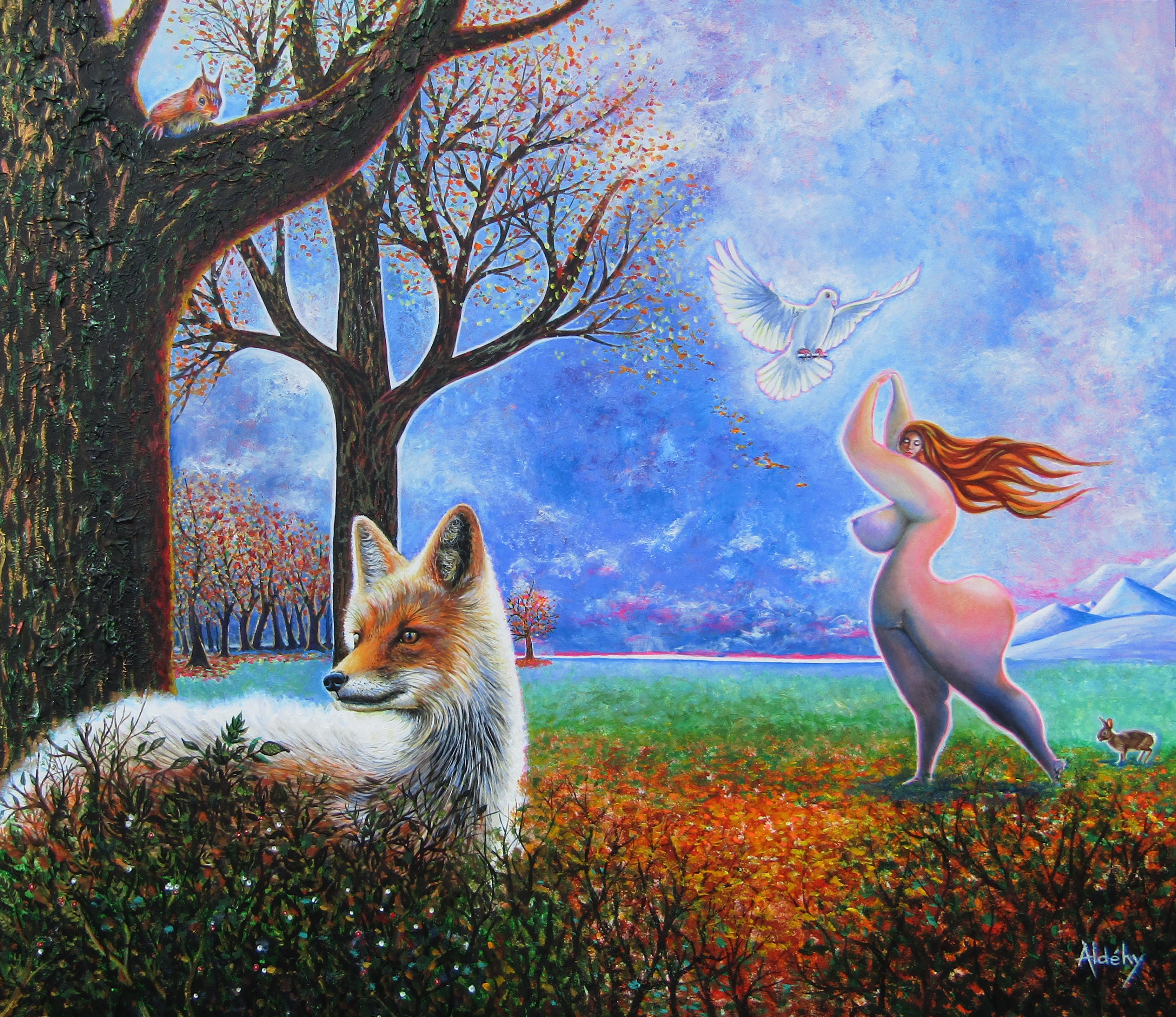 Acrylic 'FEMME DE FABLE' - Acrylic painting on komacel Aldéhy